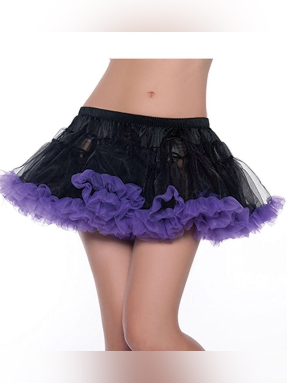 Black & Purple Tulle Petticoat Skirt with Ruffle Trim